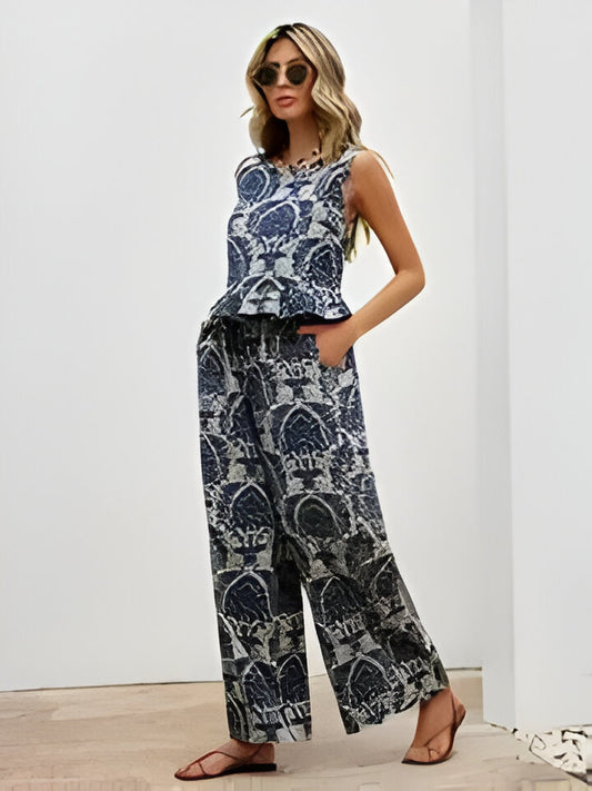 Ava | Ärmelloses Tank-Top mit Rundhalsausschnitt und Hosen mit weitem Bein Outfits