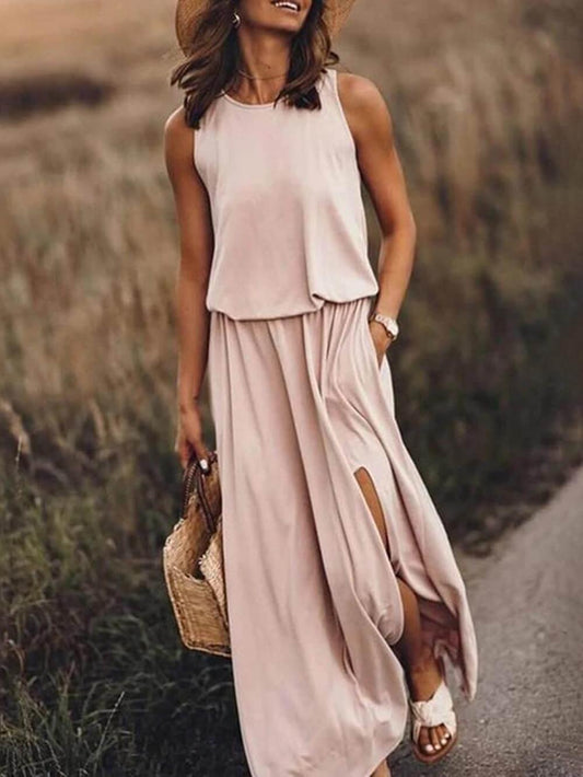 Ariella | Ärmelloses Maxikleid für Frauen aus leichter Baumwolle