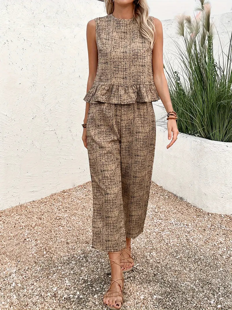 Willa | Elegantes Allover-Print Hosen-Set