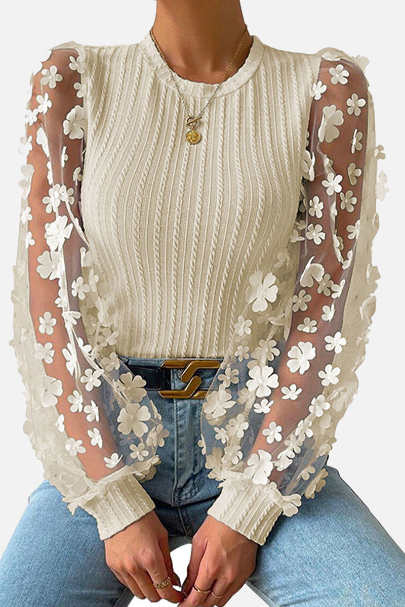 Joanna - Schicke Langarmbluse aus floraler Spitze