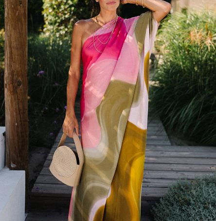 Joline - Damen Sexy Diagonale Kragen Lose Robe