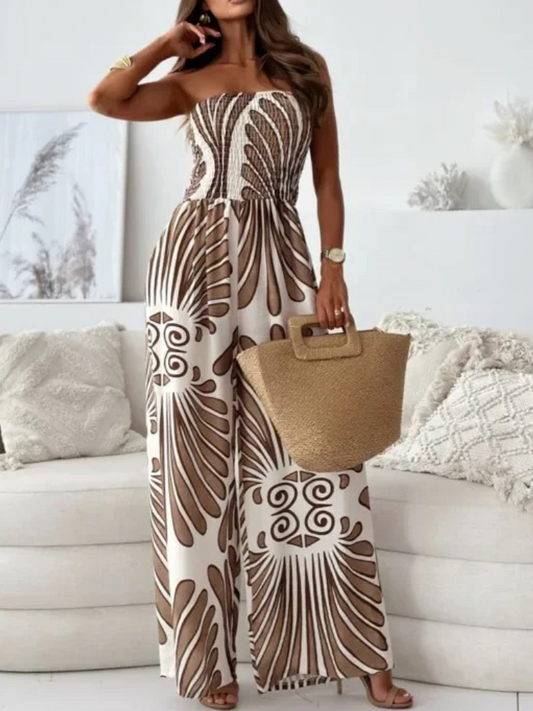 Daisy - Eleganter Jumpsuit mit weitem Bein und gerafftem Bandeau-Oberteil