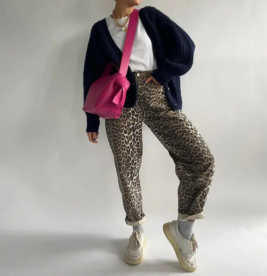 Bonnie - Vintage-Jeans mit Leopardenmuster