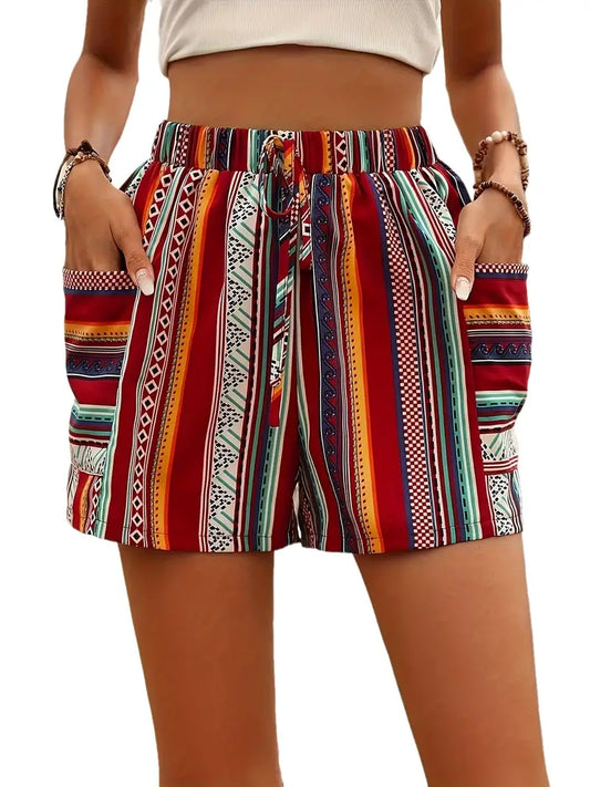 Romy - Gestreifte Shorts mit Taschendesign