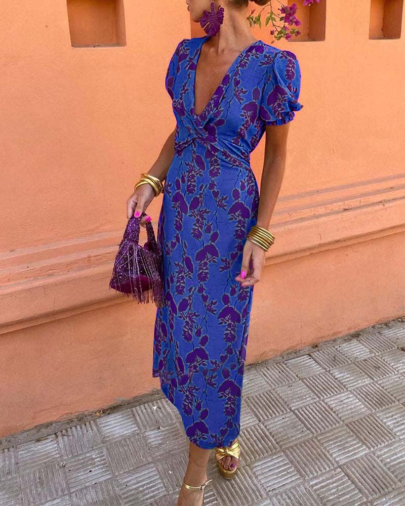 Naomi | Elegantes Maxikleid mit Puffärmeln für Frauen