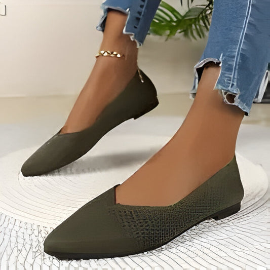 Charmaine | Damen Mode flache Schuhe, Casual Pointed Toe Knit Flats