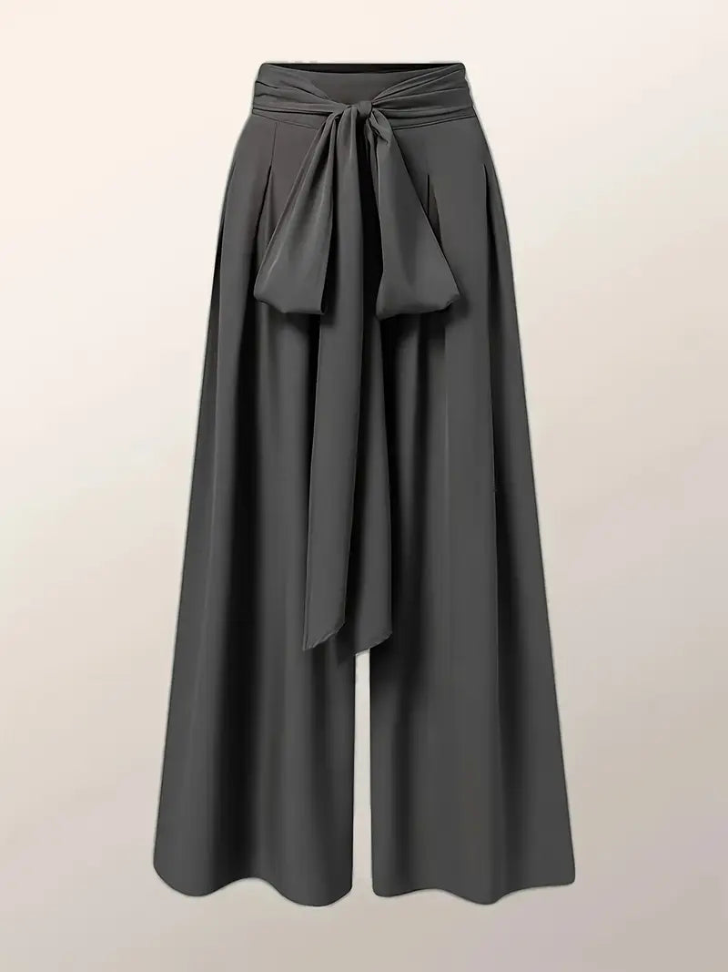 Iris - Schicke einfarbige Hose mit weitem Bein und Gürtel