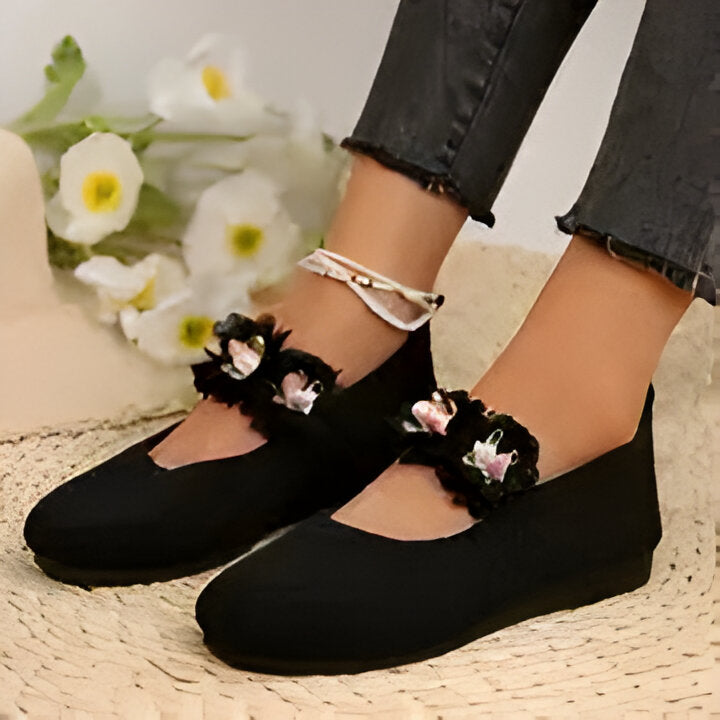 Maxinne | Floral Ankle Strap Flats für Frauen