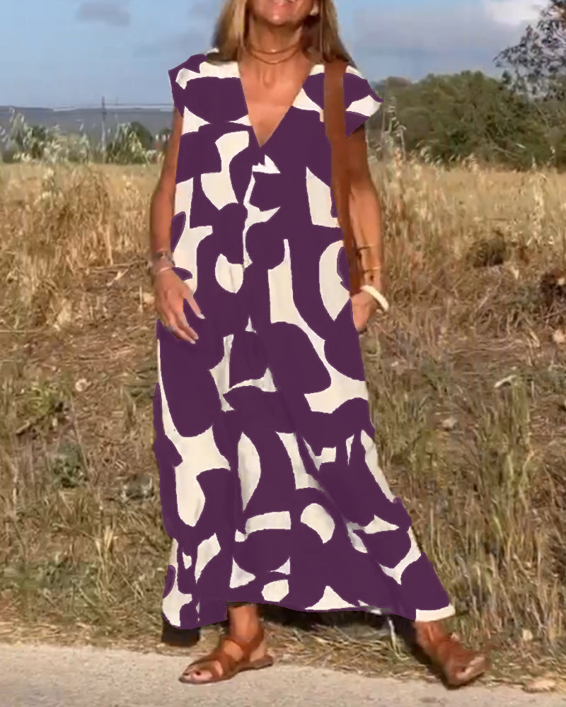 Miriam | Bedrucktes Maxikleid mit V-Ausschnitt