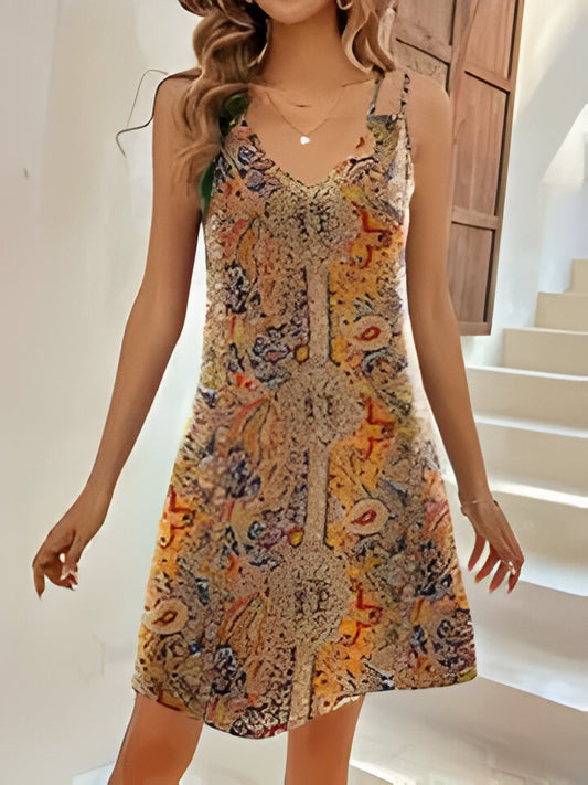 Lila | Sommerliches böhmisches V-Ausschnitt-Cami-Kleid