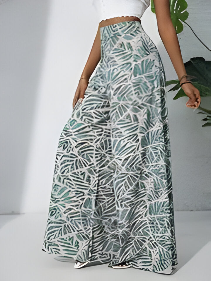 Hallie | Bohemian Floral Print Chiffon Hose mit weitem Bein für Frauen