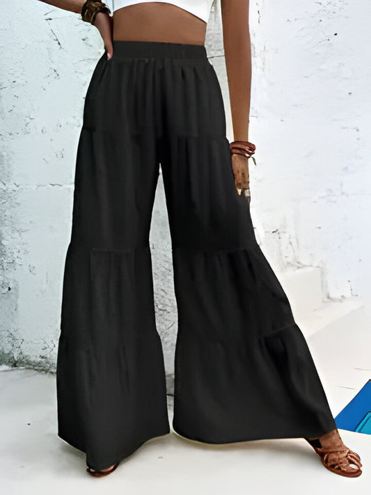 Diane | Women'S Fashion Ruffle Hem Wide Leg Pants