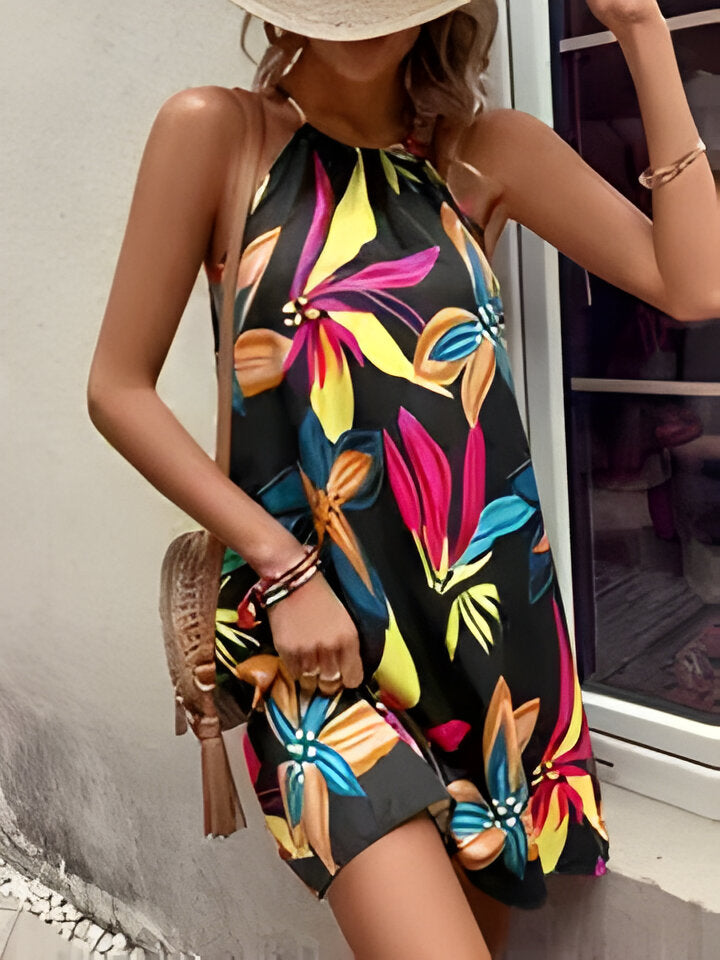 Heidi | Elegantes ärmelloses Kleid mit Blumendruck für Frauen
