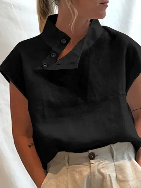 Elea - Elegante Kurzarmbluse aus Baumwolle und Leinen