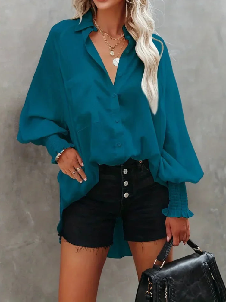 Rianna - Elegante Polo-Bluse mit Knöpfen und langen Ärmeln