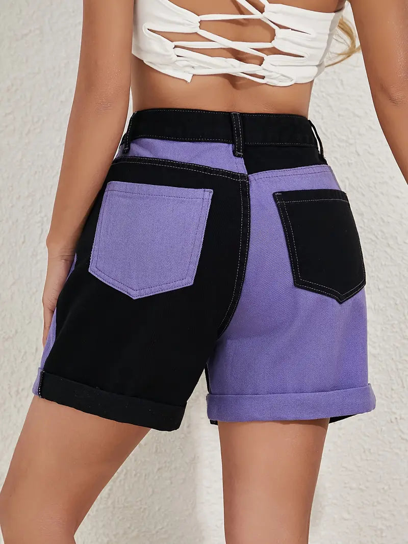 Denisse | Mühelos elegante Color-Block Denim-Shorts