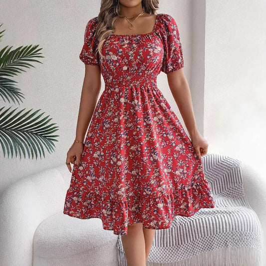 Ella | Feminines Blumenkleid mit Puffärmeln