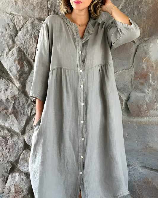 Jenna | Langes Kleid aus Baumwolle und Leinen