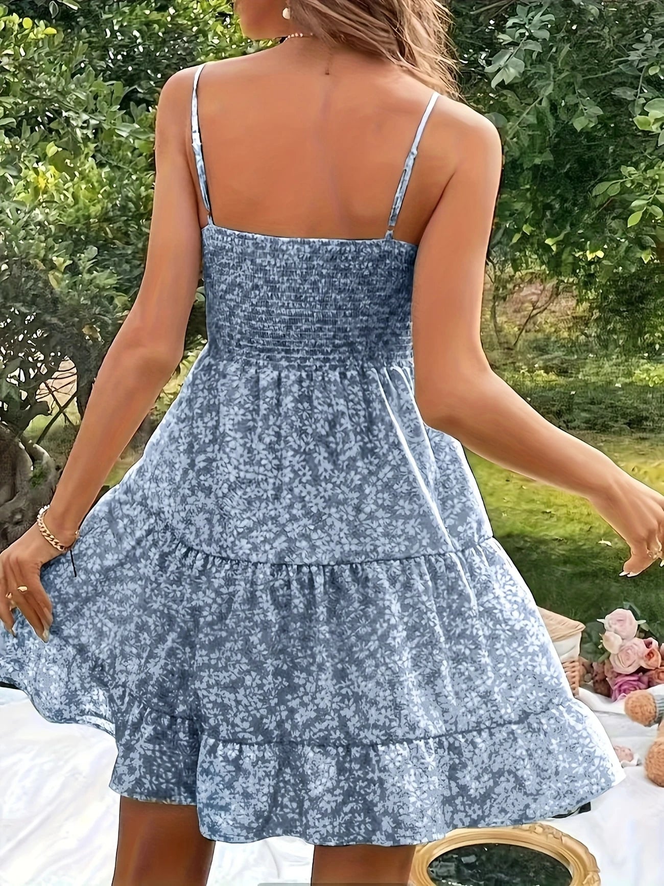 Elisheva | Schulternahes Maxikleid mit Blumenmuster und Rüschensaum