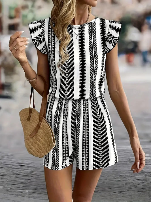 Aria - Eleganter gestreifter Print-Romper für Frauen
