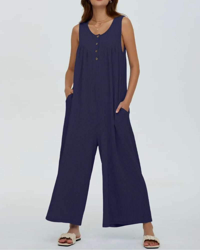 Laura - Lässiger ärmelloser Jumpsuit mit weitem Bein