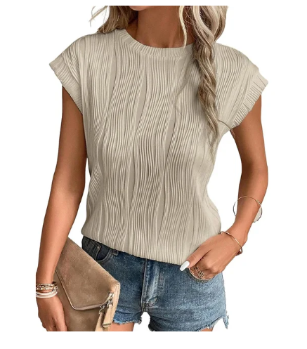 Leonora - Texturierte kurzärmelige Oberteile für Damen