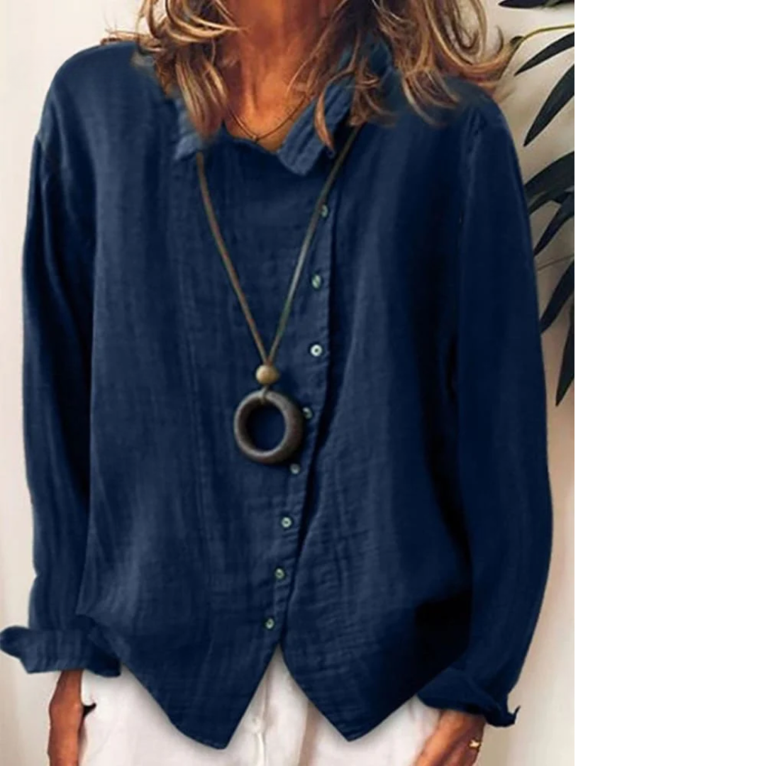 Rinamae - Lässiges langes Hemd aus Baumwollleinen