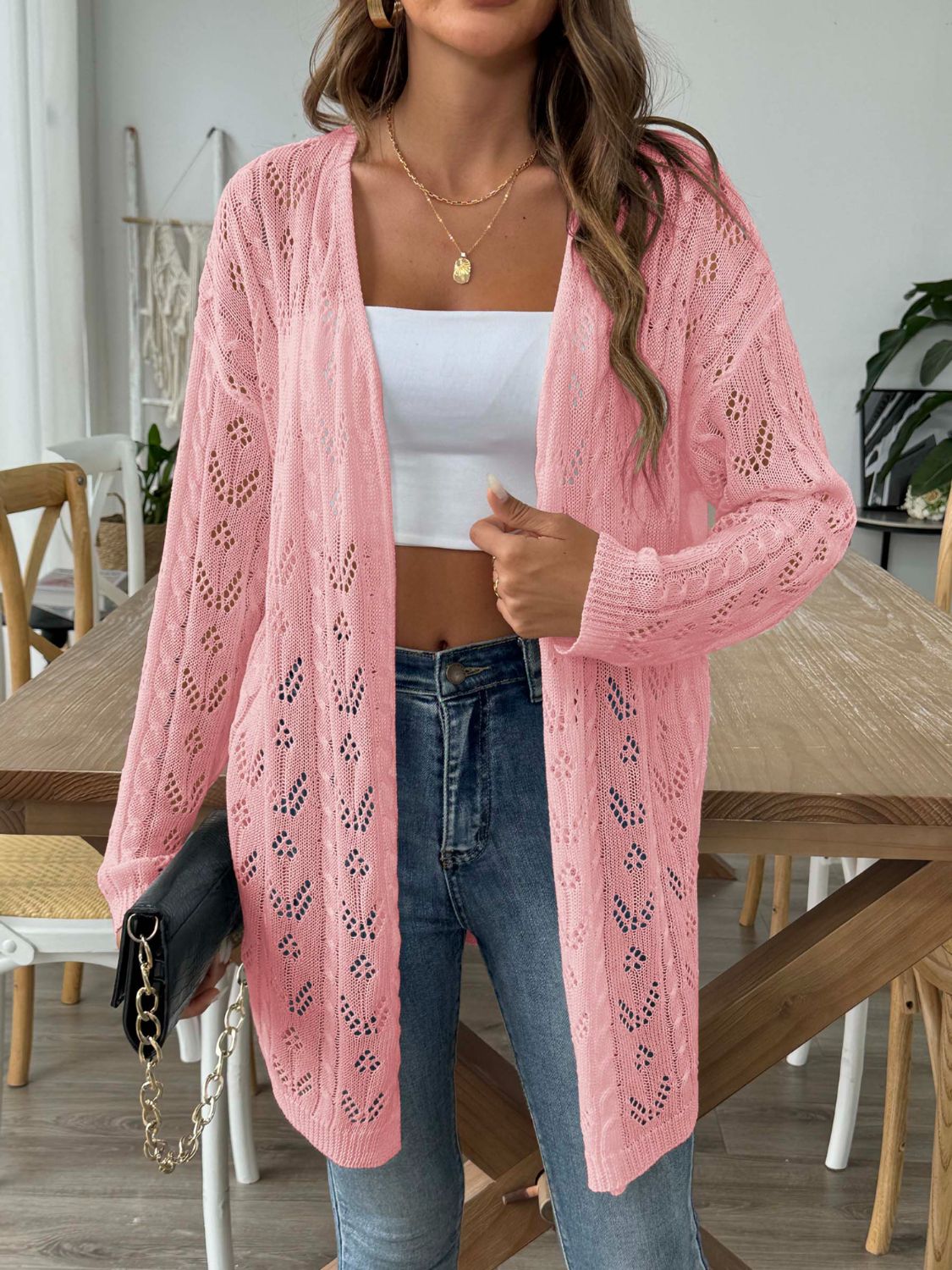 Aimee – Luftige, lässige Strickjacke mit langen Ärmeln