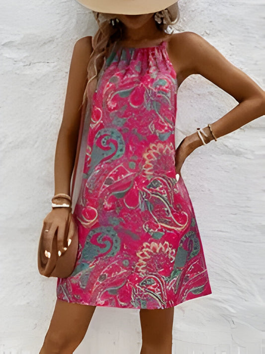 Elizabeth | Bedrucktes Spaghetti-Träger-Kleid