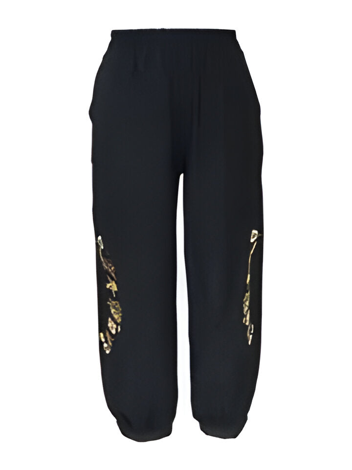 Zenaida | Schicke, floral bestickte Freizeithose für Frauen