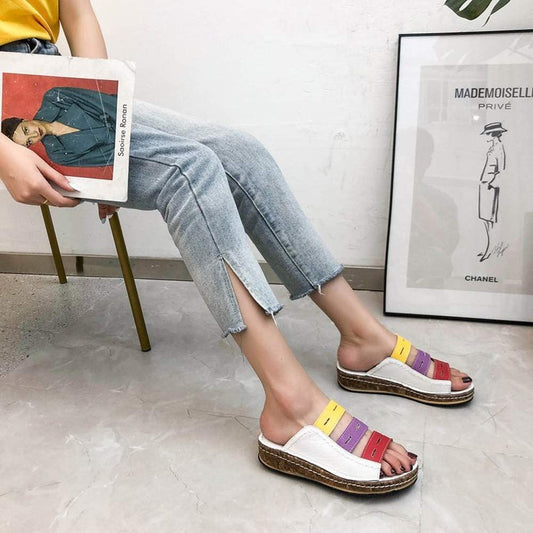 Krystal | Bequeme, stützende dreifarbige Sandalen für Frauen