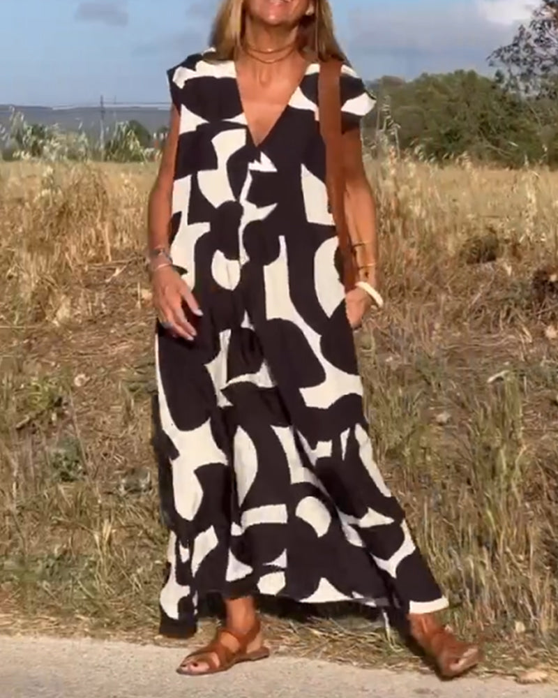 Miriam | Bedrucktes Maxikleid mit V-Ausschnitt