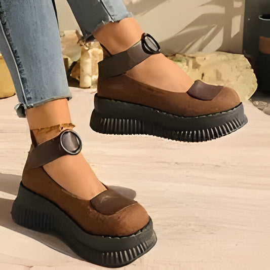 Vivian | Women'S Vintage Brown mit dicker Sohle - Rutschfest