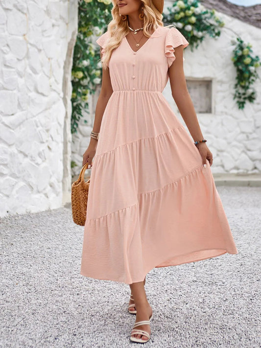 Riza - Elegantes Kleid mit V-Ausschnitt und Volantärmeln