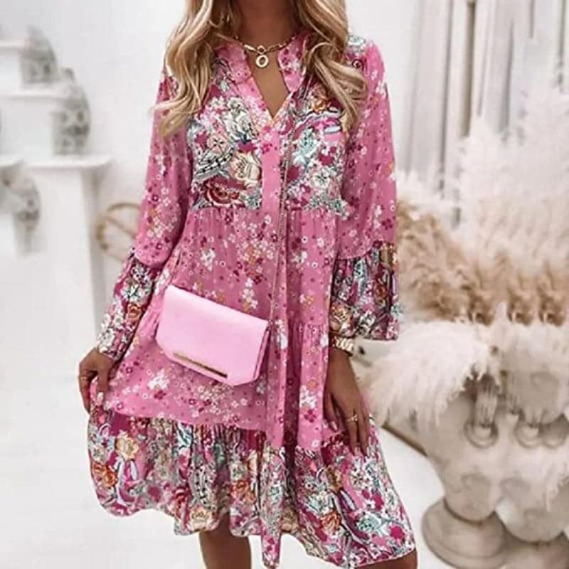 Blaire | Mehrfarbiges Sommerkleid mit V-Ausschnitt