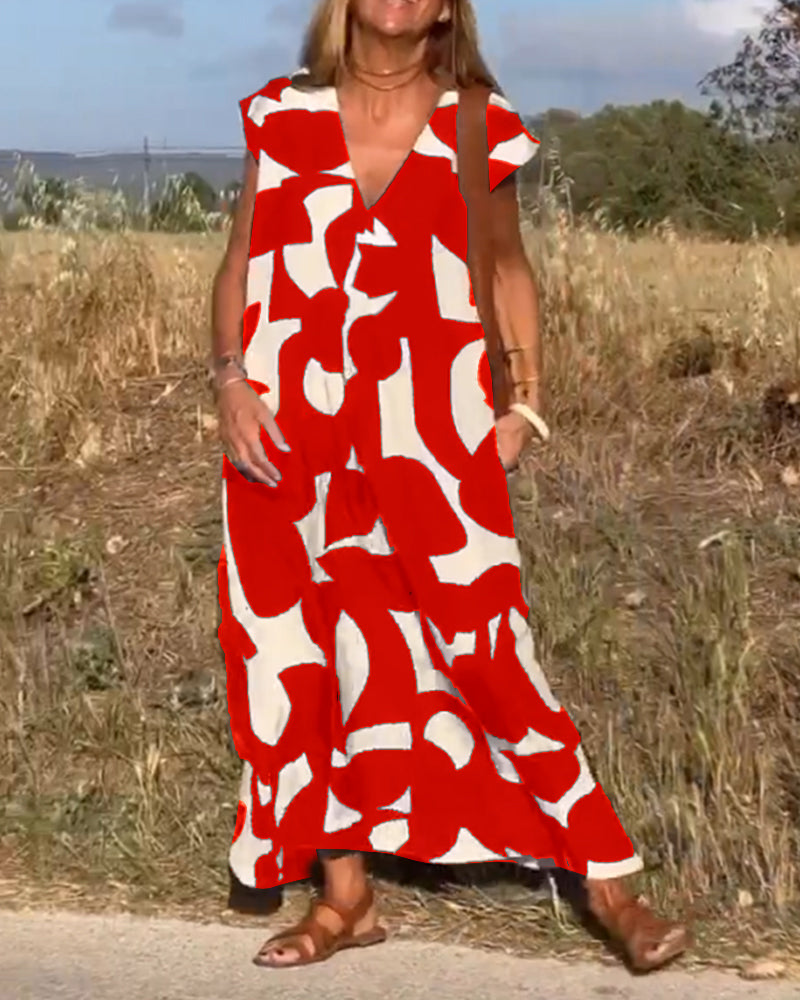 Miriam | Bedrucktes Maxikleid mit V-Ausschnitt