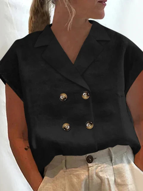 Elea - Elegante Kurzarmbluse aus Baumwolle und Leinen