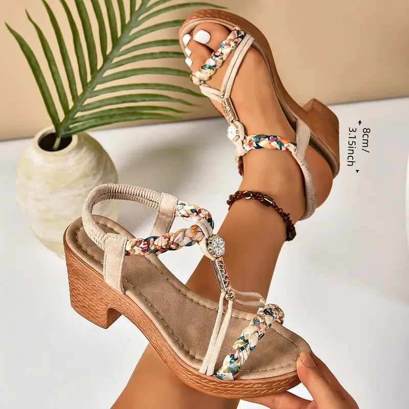 Fely - Sandalen im böhmischen Stil mit Weizenohr-Muster