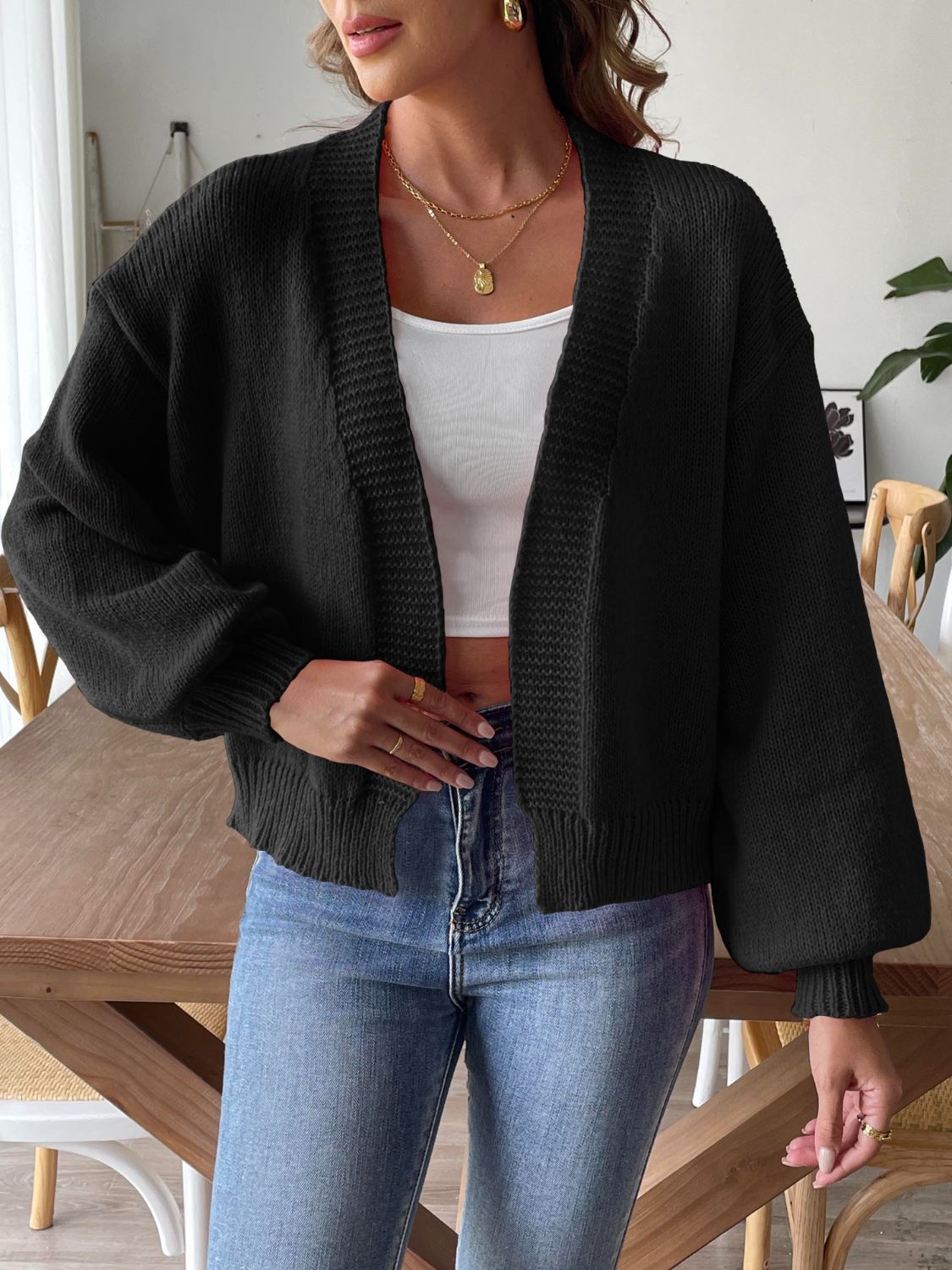 Chelsea - Legere Strickjacke mit langen Ärmeln und offener Front