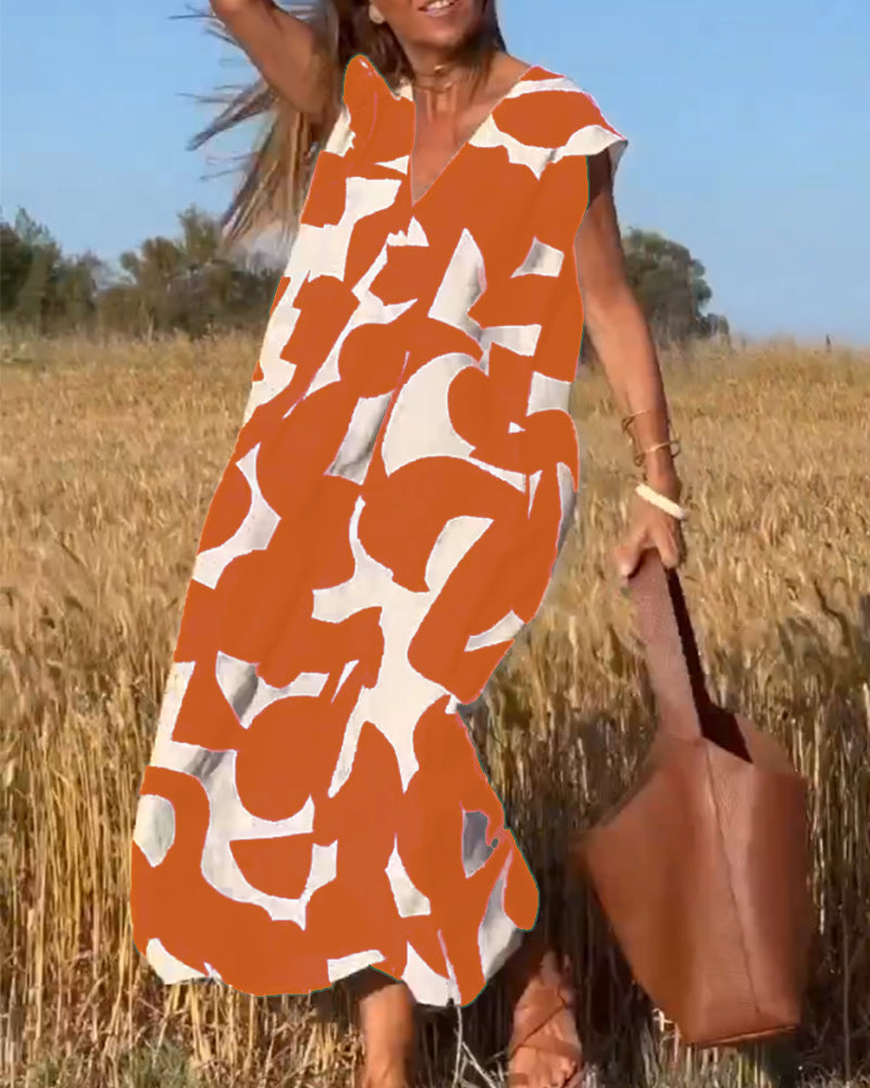 Miriam | Bedrucktes Maxikleid mit V-Ausschnitt