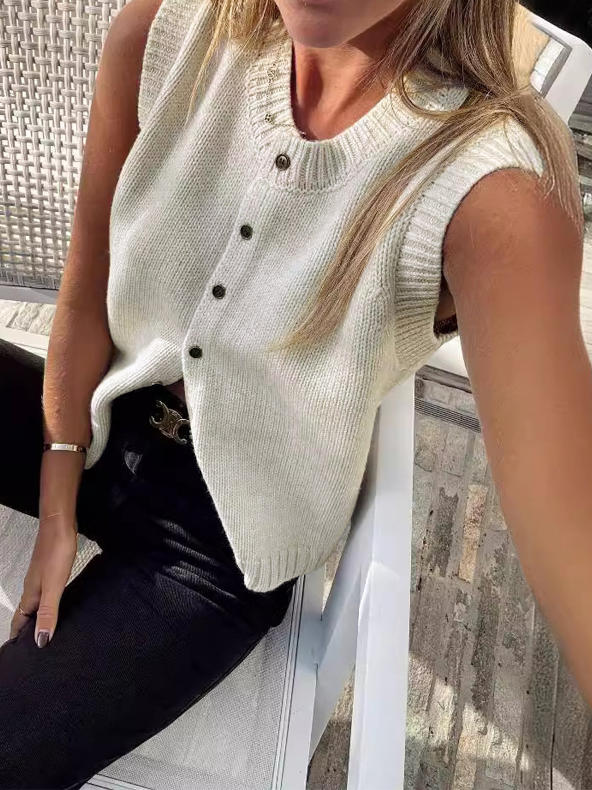 Hilma | Pullover-Weste mit Knopfleiste