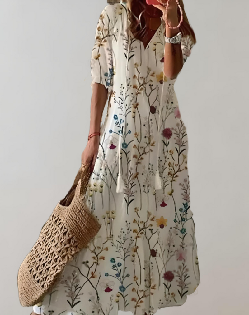 Sophia | Bohème Maxikleid mit Blumendruck