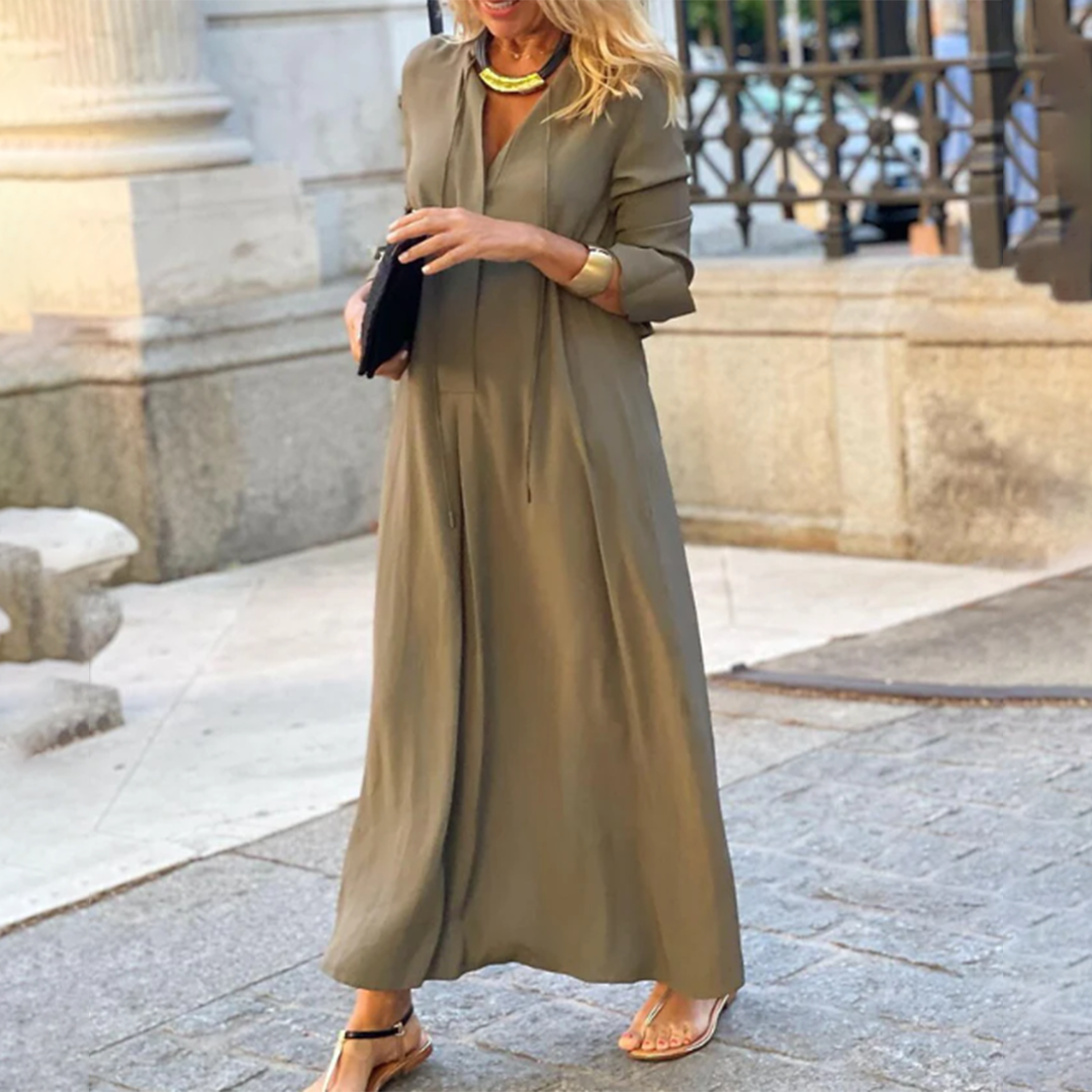 Alena - Elegantes Maxikleid mit langen Ärmeln