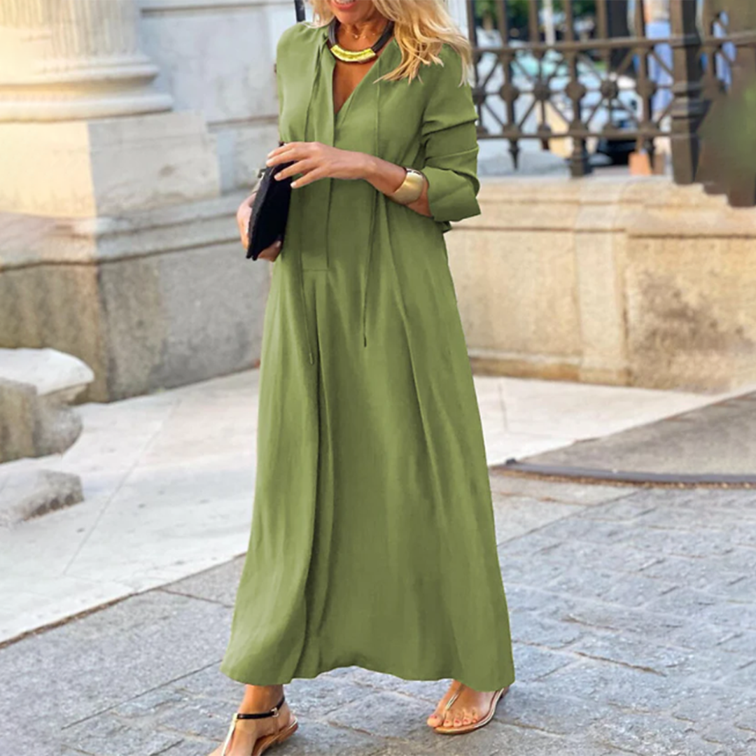 Alena - Elegantes Maxikleid mit langen Ärmeln