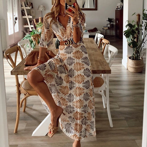 Madison | Fließendes und elegantes Maxikleid mit Blumenmuster für Frauen