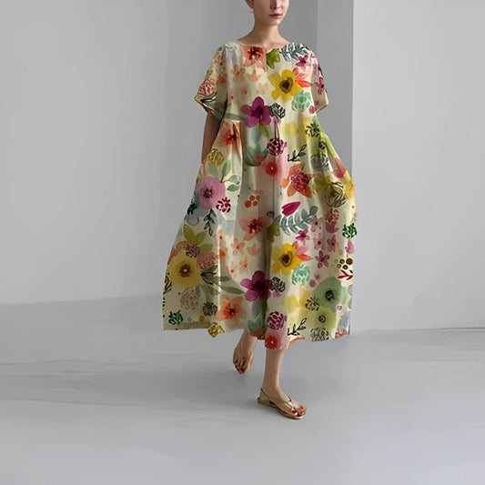 Caroline - Lässiges, lockeres, bedrucktes Kleid für Frauen