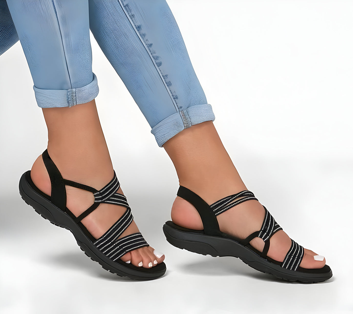Arabella | Lässige Sandalen mit gestreiften Riemen und orthopädischem Komfort