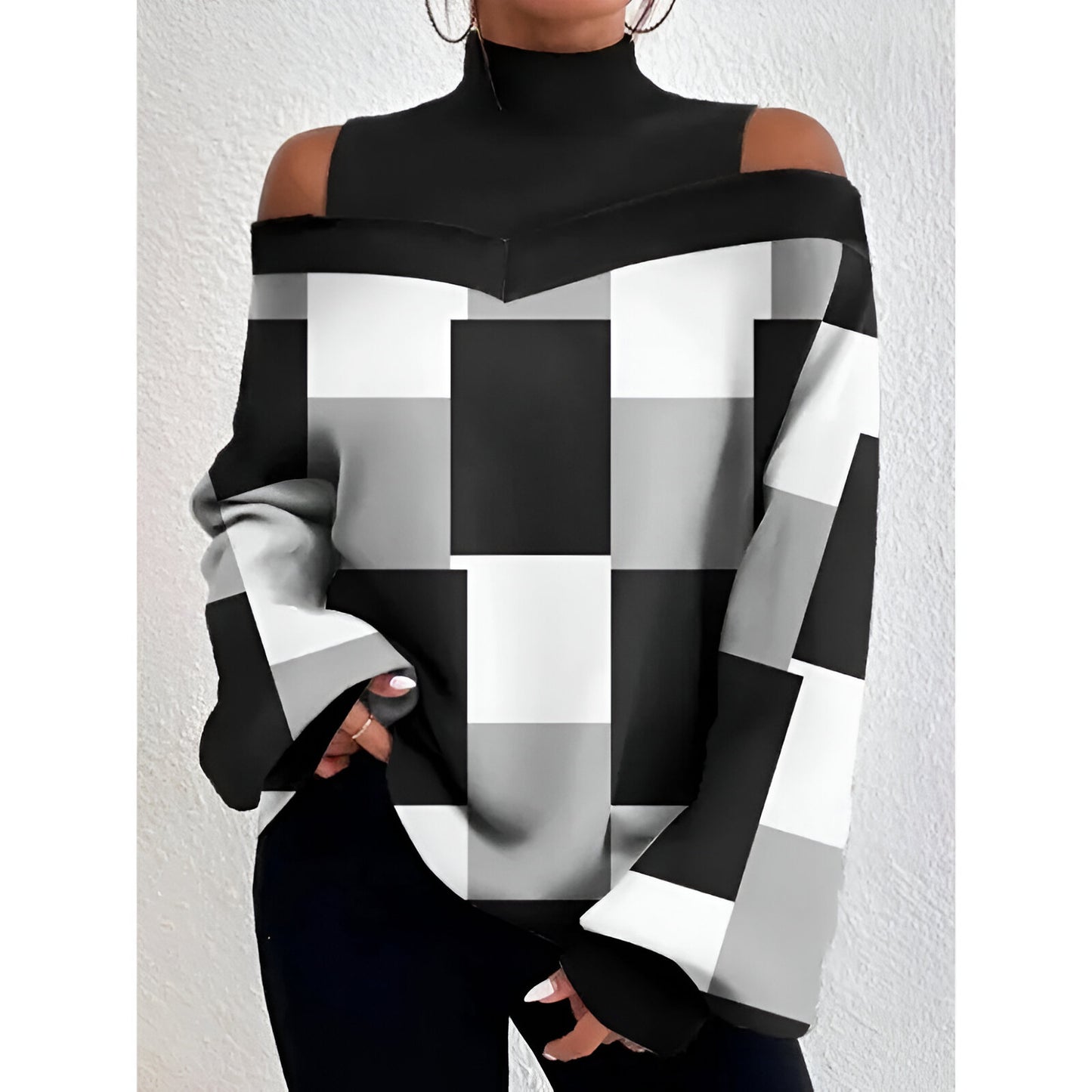 Sophia | Sexy Off-Shoulder Plaid T-Shirt