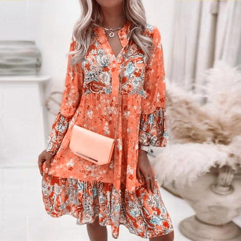 Blaire | Mehrfarbiges Sommerkleid mit V-Ausschnitt