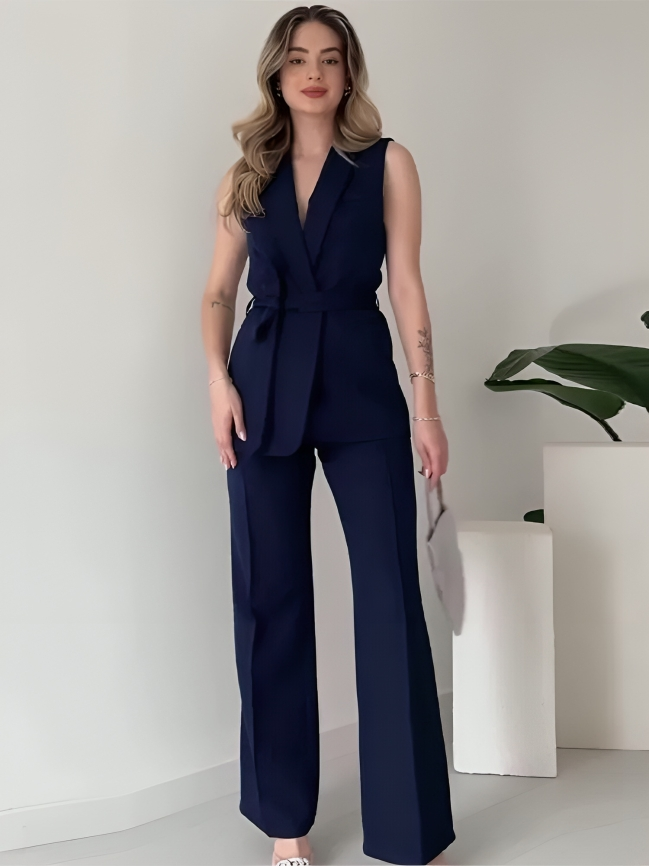 Livia - Stilvolles Set mit ärmellosem Blazer und High-Waist-Hose